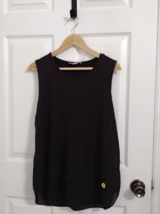 Michael Kors Sleeveless Layered Blouse Black Size XL Stretch Top - Picture 6 of 8